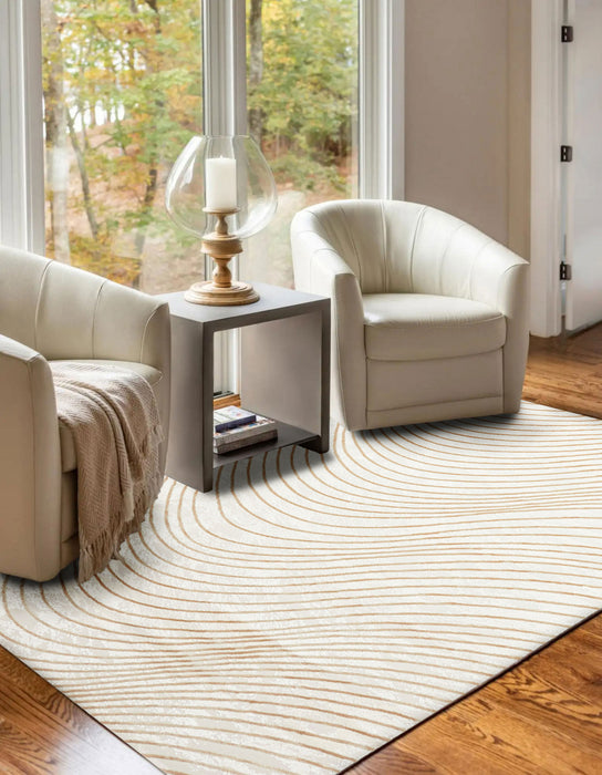 Tapis Contemporain/Moderne Sienna 5'0\" x 8'0\" en Ivoire