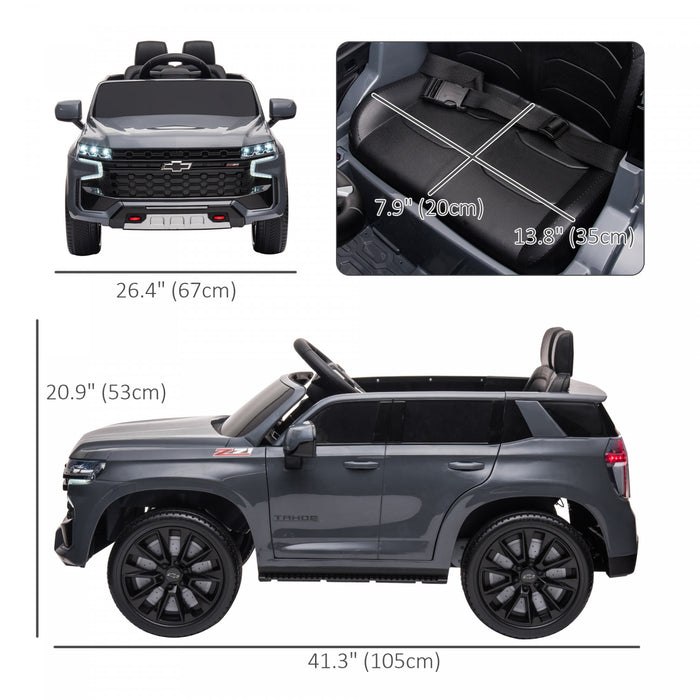 Aosom Chevrolet Voiture Electrique Sous Licence 12 V Pour Enfants Avec Telecommande, Klaxon, Cadeau Pour Garcons Et Filles De 3 A 6 Ans Avec Lecteur De Musique, Voiture Electrique Pour Enfants, Gris