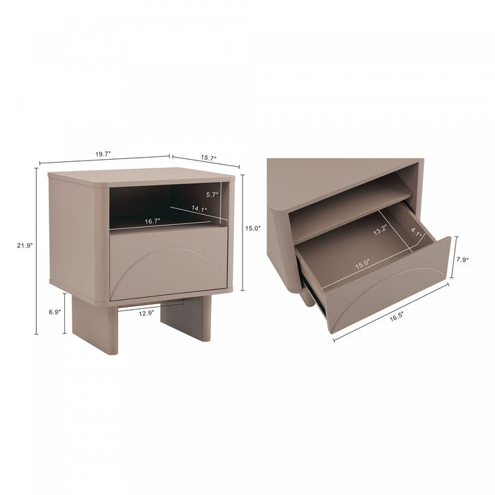 Table de nuit moderne Ella 20\" en moka (1 tiroir) - Lot de 2
