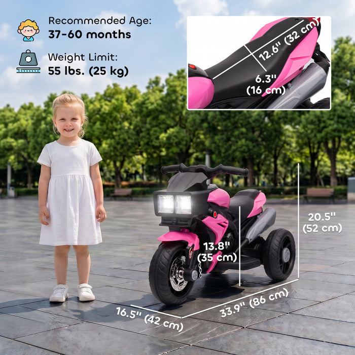 Aosom Moto electrique enfant 6V avec musique, jouet a enfourcher, rose