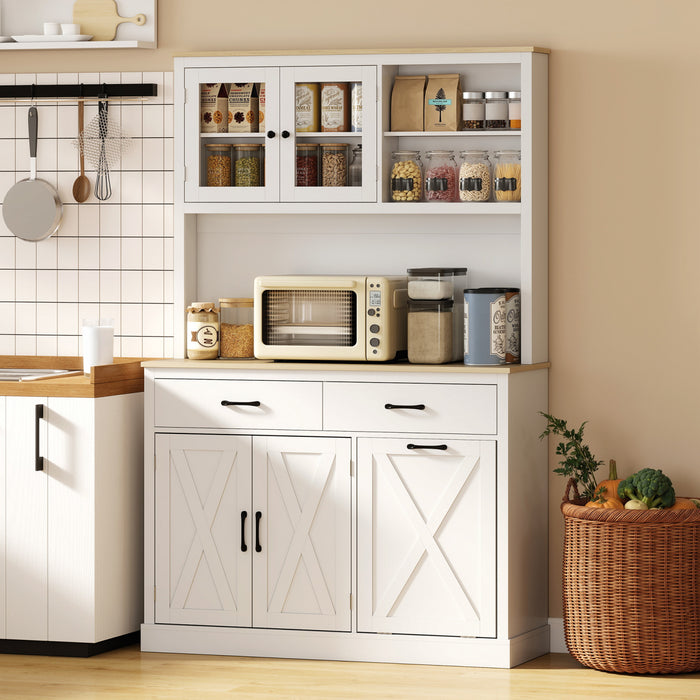 HOMCOM Armoire de cuisine 69\" avec station de charge, Blanc