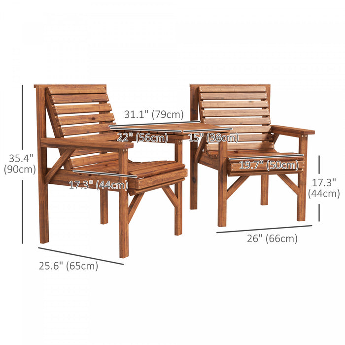 Outsunny Banc Exterieur 3 Pieces Pour Le Jardin, L'arriere-cour, Le Balcon