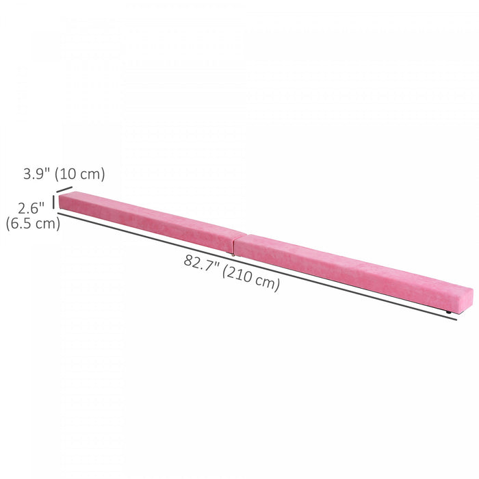 Soozier Poutre d'equilibre pliable 7 pieds, poutre de gymnastique, rose