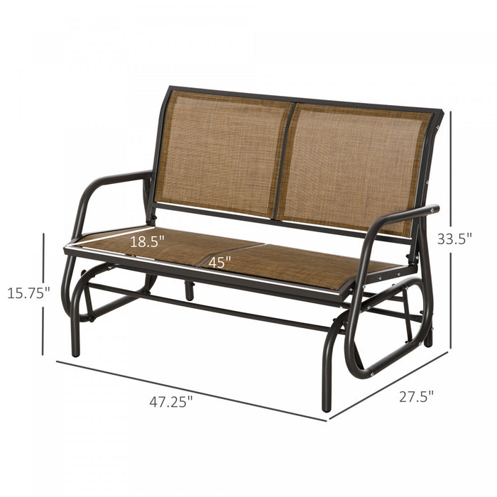 Banc A Bascule Exterieur En Acier Double Glisseur Dessine En Tissu Sling, Brun