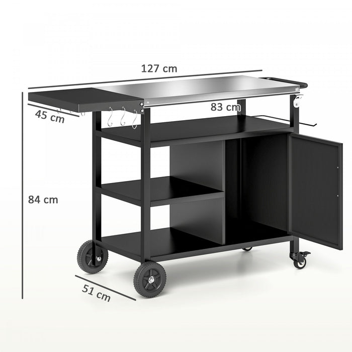 Support BBQ exterieur Outsunny avec table d'appoint pliable, dessus en acier inoxydable