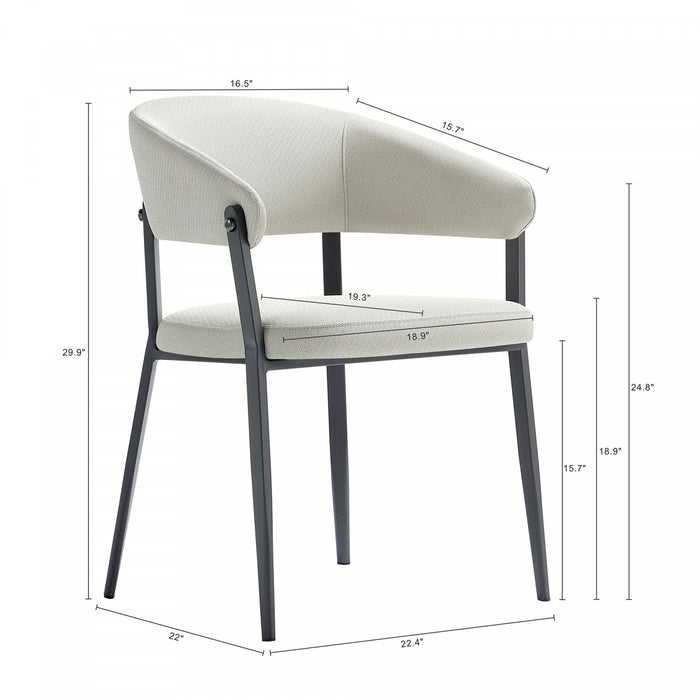 Chaise de salle a manger moderne en metal et tissu Belle, couleur flocon d’avoine - Lot de 4