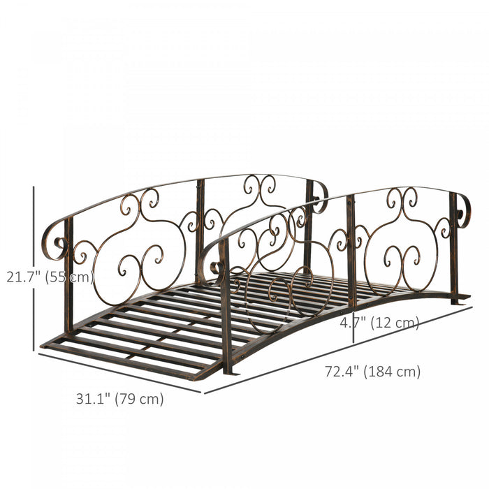 Outsunny Pont de Jardin 6FT avec Garde-corps Securises, Pont Decoratif pour Etang, Marron