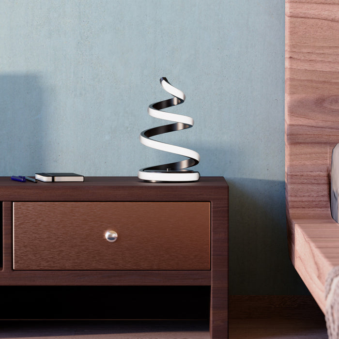 Lampe de table en spirale à DEL de 16 po noir mat