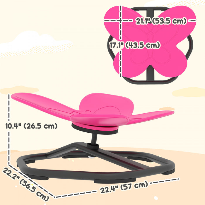 Qaba Chaise pivotante pour enfants, chaise pivotante sensorielle en forme de papillon pour la coordination corporelle, tabouret oscillant antiderapant pour les 3 a 6 ans, rose
