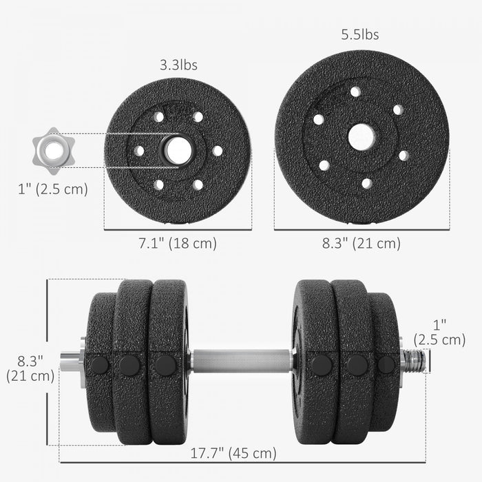 Soozier - Set d'halteres reglables 2 x 15 kg pour musculation, noir