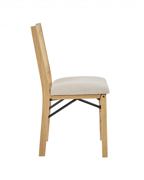 Chaise de salle à manger pliante Bauer en tissu et en cannage - naturelle