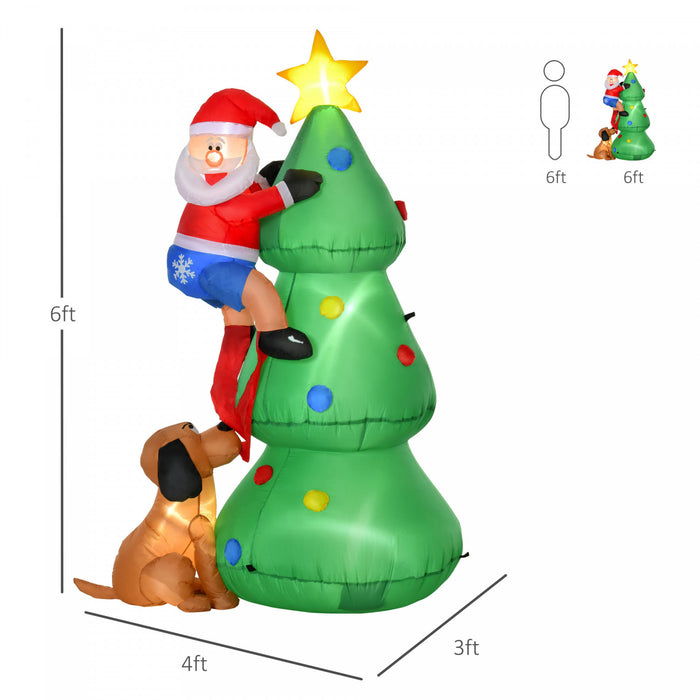Homcom Decoration De Noel Gonflable, Sapin De Noel De 6 Pieds