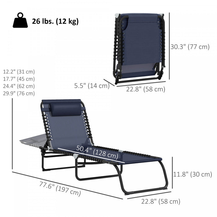 Outsunny 2 Chaises Longues Pliantes, Chaises Longues, Bleu Fonce