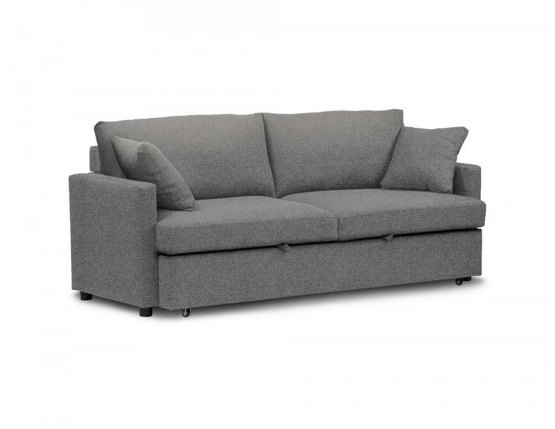 Canape Lit Convertible, 78\" Longueur, Tissu Gris Clair, Contemporain, Moderne