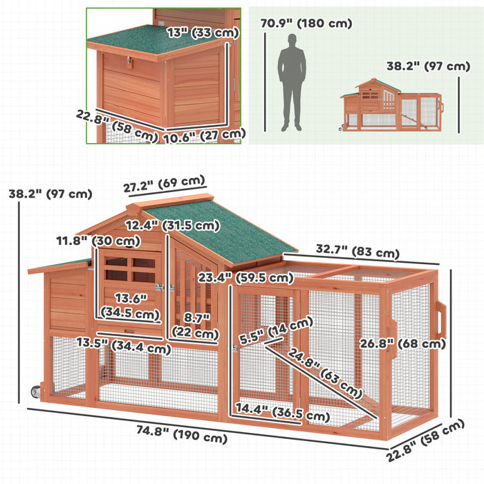 Poulailler avec enclos, maison mobile en bois