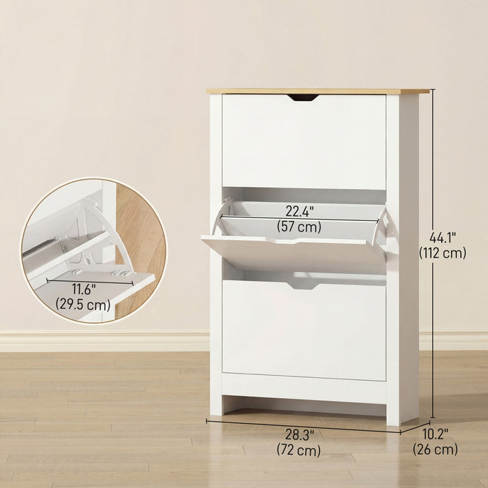 HOMCOM Armoire a chaussures etroite pour entree avec 3 tiroirs rabattables