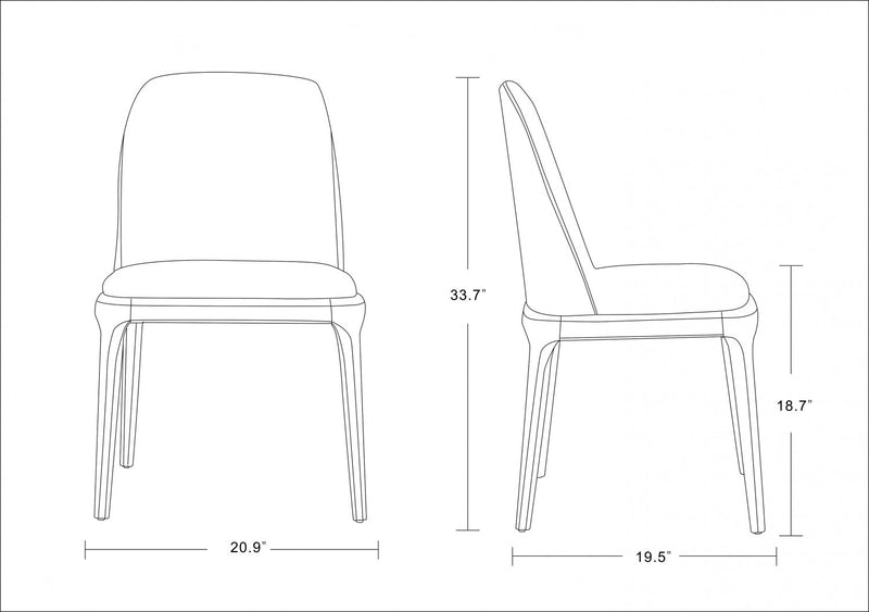 Chaise de salle a manger moderne en cuir vegetalien et bois Courding, couleur beige, lot de 2