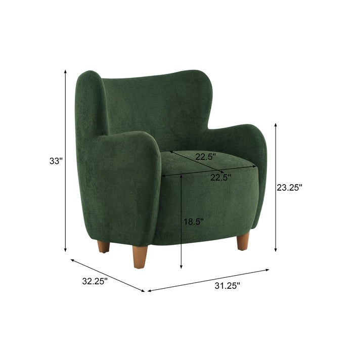 Sophia Fauteuil confortable rembourre avec dossier a oreilles, vert olive