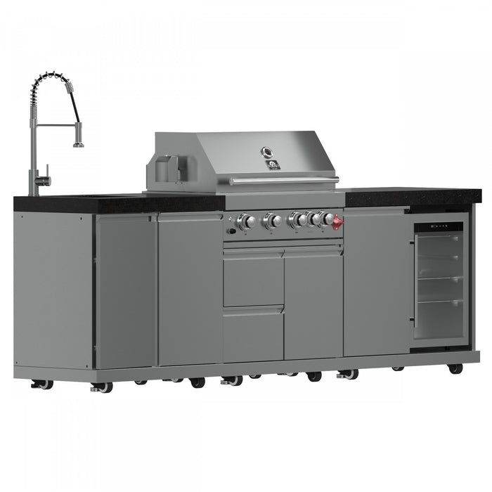Cuisine d'exterieur Bulnes – BBQ en acier inoxydable de 60 000 BTU et comptoirs noirs – FODKT2506BLK
