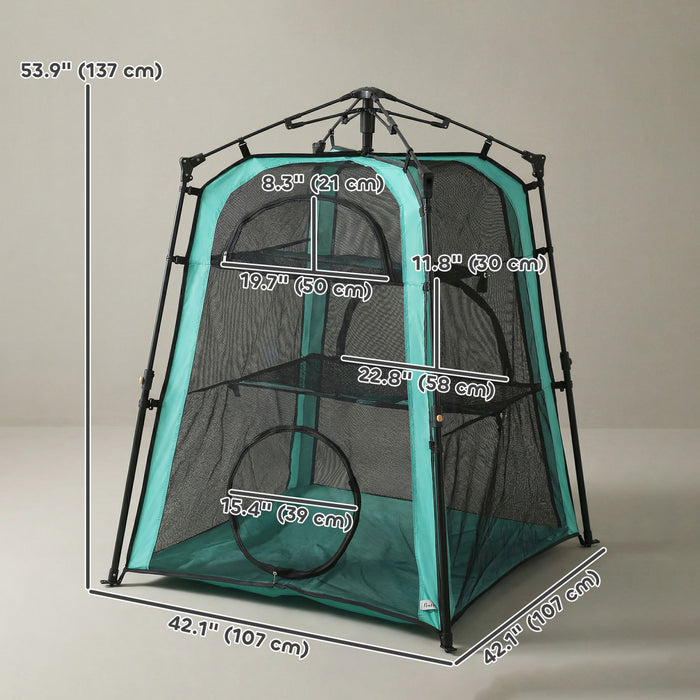 Tente pour Chat, Tente Portable a 3 Niveaux pour Utilisation Interieure et Exterieure