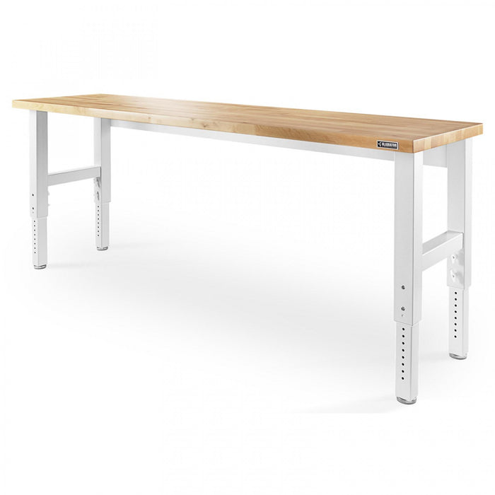 Établi de 8 pi à hauteur réglable en bois franc de Gladiator - blanc martelé