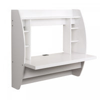Bureau mural avec rangement - blanc