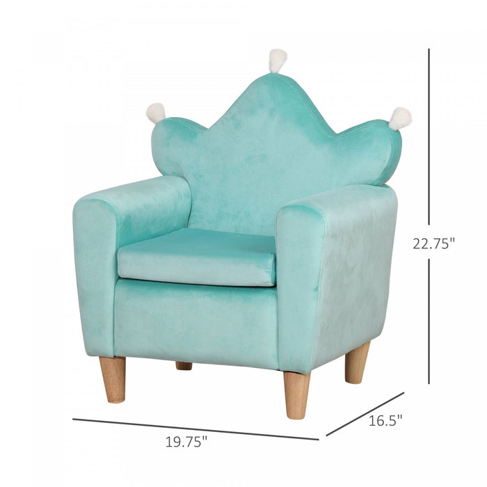 Qaba Fauteuil Enfant Design Scandinave Compartiment De Rangement Grand Confort Accoudoirs Assise Dossier Garnissage Mousse Haute Densite Dim. 19.75\"l X 16.5\"l X 22.75\"h Bleu