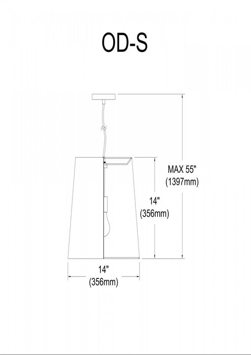 Petit luminaire suspendu de Dainolite avec très grand abat-jour cylindrique blanc et doré, et 1 ampoule