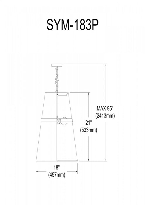 Luminaire suspendu Symphony de Dainolite avec abat-jour blanc mat, fini chromé poli et 3 ampoules