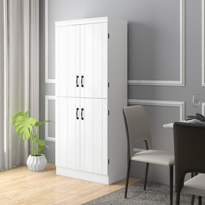 HOMCOM Armoire Garde-Manger Cuisine 6 Niveaux 4 Portes Blanc