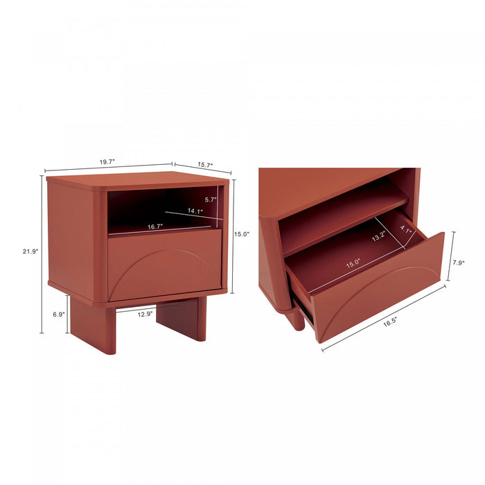 Table de nuit Ella Modern 20\" en terre cuite (1 tiroir)