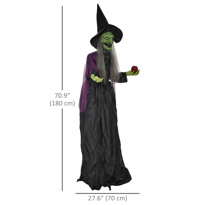 Homcom Halloween Vieille Sorciere Animatronique Avec Yeux Lumineux