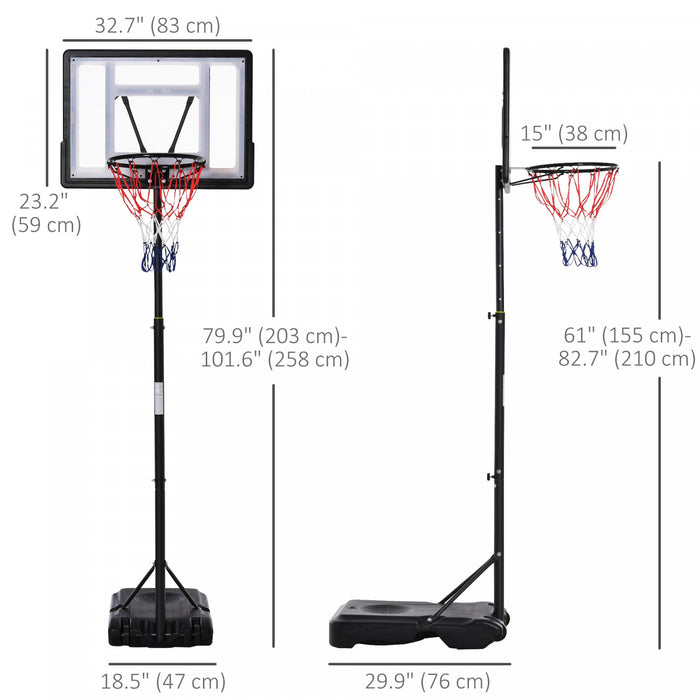 Soozier Panier de Basketball 5-7 pi Adjustable avec Roues