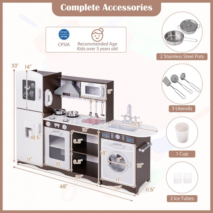 Costway Kids Kitchen Playset Avec Des Lumieres Et Des Sons Realistes