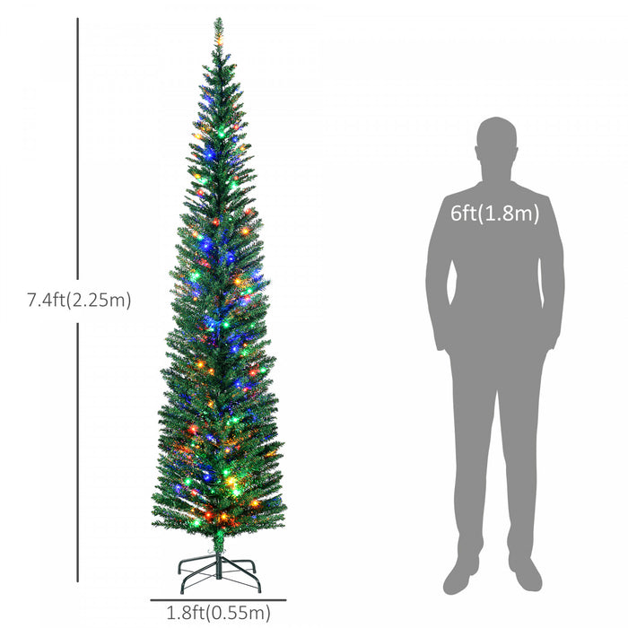 Homcom Arbre De Noel Artificiel De 7,5 Pi Avec Lumieres Led Colorees