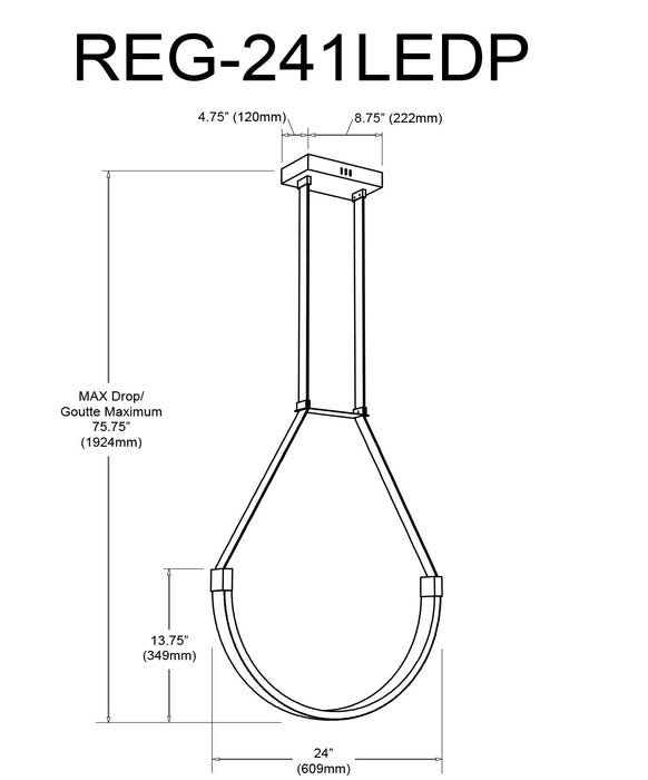 Luminaire suspendu Regan de Dainolite en silicone blanc qui diffuse la lumière, avec fini laiton vieilli et ampoule à DEL de 30 W