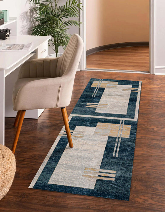 Tapis Contemporain Sorelle 2'2\" x 7'7\" en Bleu