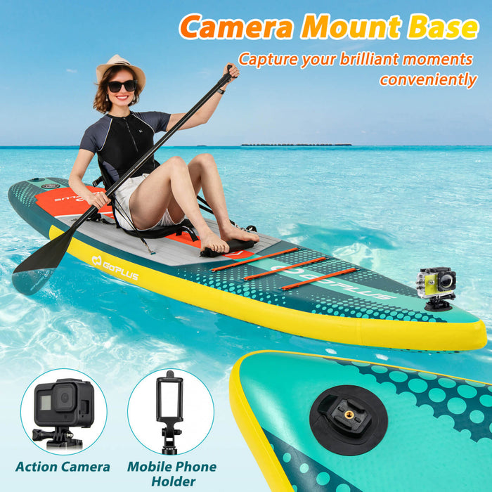 Goplus 11' Gonflable Stand Up Paddle Board Pour Les Adultes Avec Kayak Seat Leash Hand Pompe, Turquoise