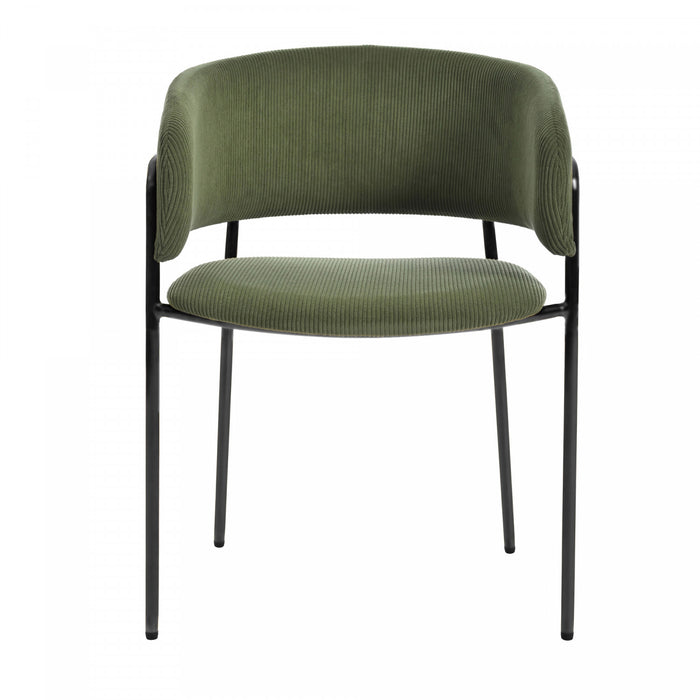 Ethan Ensemble de 4 chaises d’appoint modernes avec assise en velours cotele, pieds inclines et pieds reglables, vert