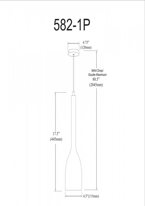 Petit luminaire suspendu Single de Dainolite avec fini noir mat