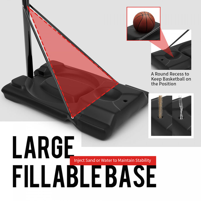 Base Et Panier De Basket-ball Portable Reglable En Hauteur Costway, Roues Arriere Incassables, 2 Filets
