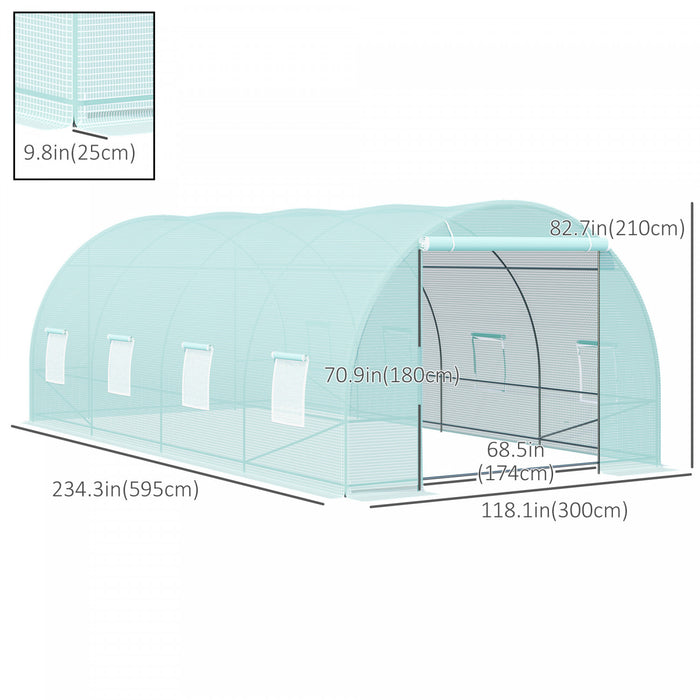 Outsunny 20x10x7ft Heavy Duty Walk-in Serre Exterieure Jardin Graine Plante Legumes Culture Chaude Maison Fleur Polytunnel Abri Vert