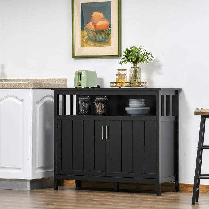 HOMCOM Buffet Console Rangement Armoire 2 Portes Noir