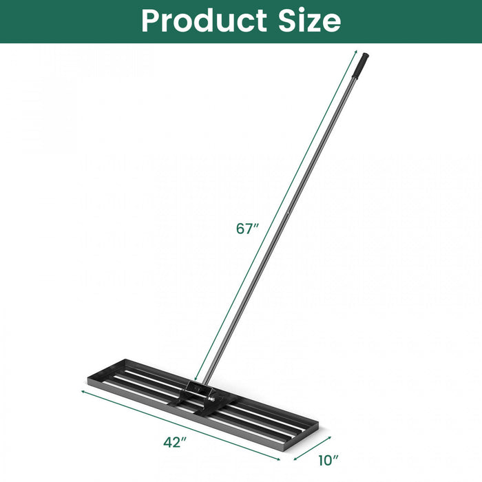 Costway Pelouse Nivelant Rake 42 \"x 10\" Outil De Pelouse De Niveau Pour Jardin Arriere-cour/pelouse Noir