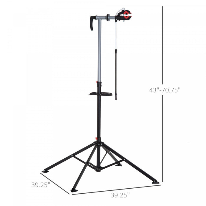 Homcom Support De Travail De Reparation De Velo Bras Telescopique Reglable 190,1 Cm Rack Plateau A Outils Cycle