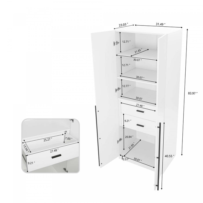 Armoire-penderie moderne Lee 2 pieces en blanc