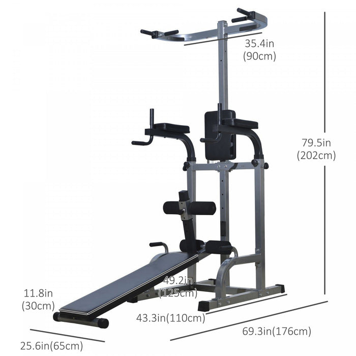 Soozier Tour D'alimentation Multifonction Avec Station De Dips Banc Assis Barre De Traction Combo Exercice Ab Entrainement A La Maison,gym, Fitness Exercice