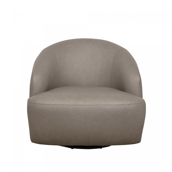 Fauteuil d’appoint pivotant moderne contemporain Lukas en tissu taupe