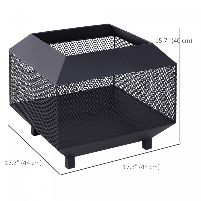 Outsunny Brasero d'Exterieur 44 cm avec Poker, Chauffage au Bois - Noir