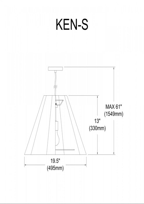 Petit luminaire suspendu Kendra de Dainolite avec abat-jour blanc, fini chromé poli et 4 ampoules